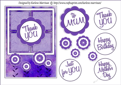 Scrapbook Look Card Topper - Purple