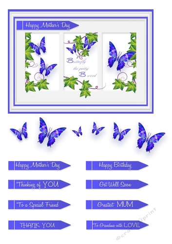 Butterfly Photo Frame Card Topper - Purple