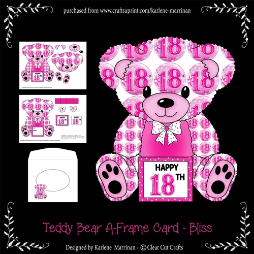 Bliss - A Frame Teddy Bear Card - 18th Birthday