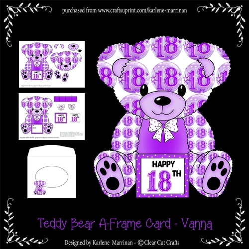 Vanna - A Frame Teddy Bear Card - 18th Birthday