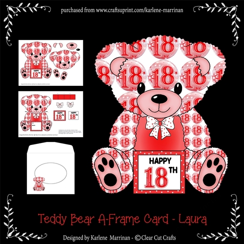Laura - A Frame Teddy Bear Card - 18th Birthday