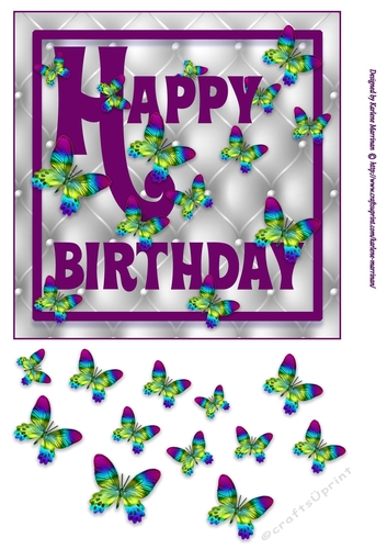 Happy Birthday Butterfly Card - Plum