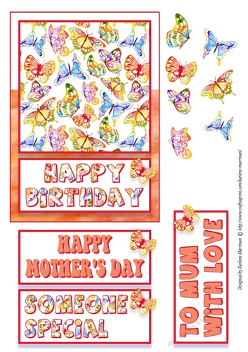 Rainbow of Colours Butterfly Card - Orange