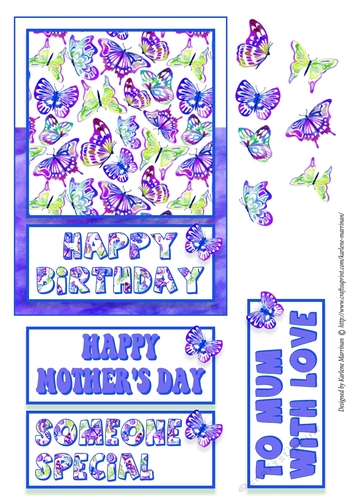Rainbow of Colours Butterfly Card - Purple