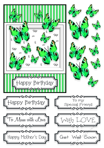 Butterfly Photo Splash Card Topper - Mint Green