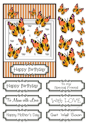 Butterfly Photo Splash Card Topper - Orange