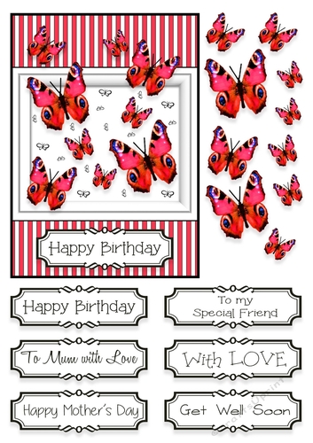 Butterfly Photo Splash Card Topper - Red