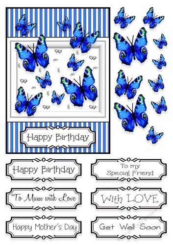 Butterfly Photo Splash Card Topper - Blue