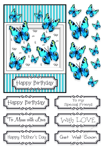 Butterfly Photo Splash Card Topper - Aqua