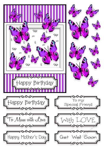 Butterfly Photo Splash Card Topper - Purple