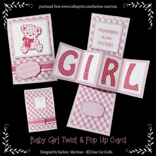 Baby Girl Twist and Pop Up Card