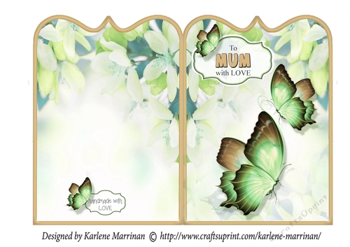 Butterflies are Free Shaped Card - Green
