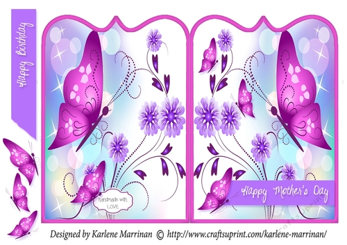 Butterflies in Flight Shaped Card - Pink