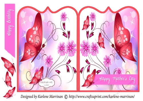 Butterflies in Flight Shaped Card - Red