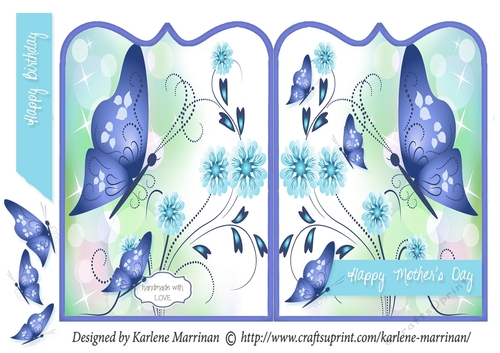 Butterflies in Flight Shaped Card - Blue