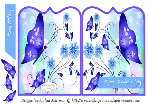 Butterflies in Flight Shaped Card - Purple