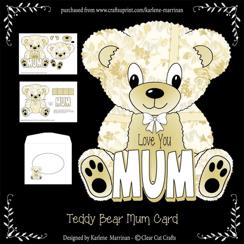 Teddy Bear Mothers Day or For Mum A Frame Card - Yellow