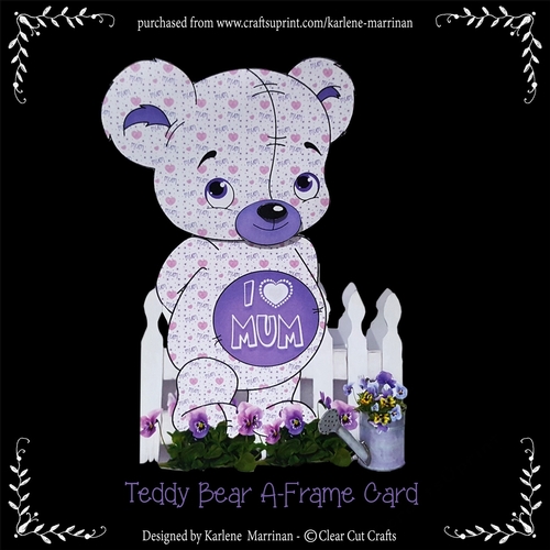 Teddy Bear Mischief A Frame  Mothers day Card - Purple