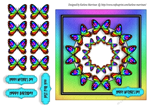 Rainbow Circle Butterfly Card Topper