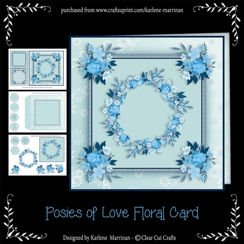 Posies of Love Floral Card - Aqua