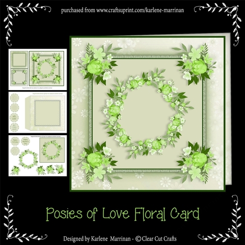 Posies of Love Floral Card - Green
