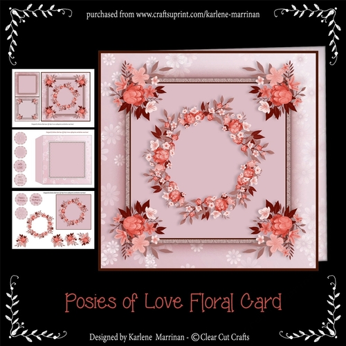 Posies of Love Floral Card - Red