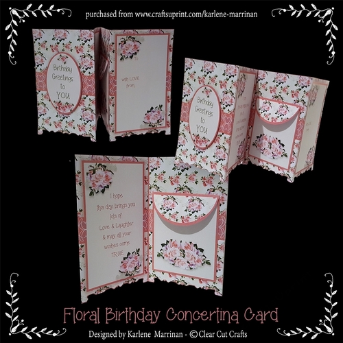 Pretty Floral Concertina Card with Pocket
