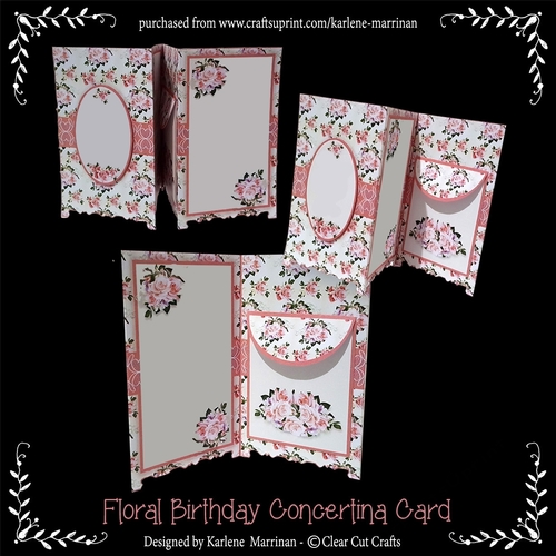 Pretty Floral Concertina Card - Blank