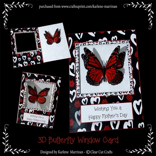 Monarch - Red - 3D Butterfly Window Card