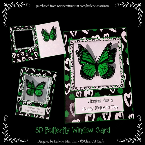 Monarch - Green 3d Butterfly Window Card