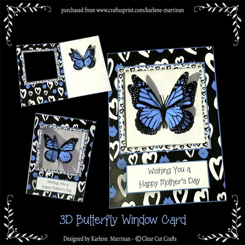 Monarch - Light Blue 3D Butterfly Window Card