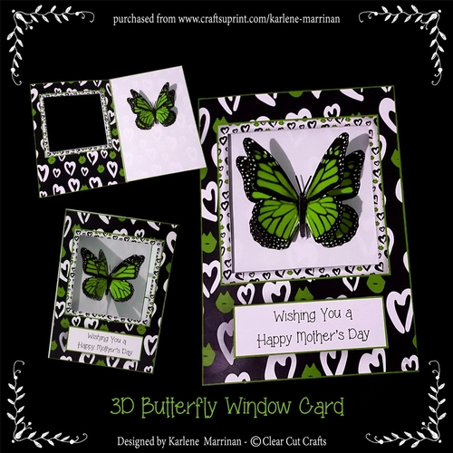 Monarch - Light Green 3D Butterfly Window Card