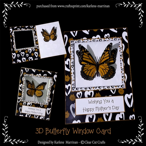 Monarch - Orange 3D Butterfly Window Card