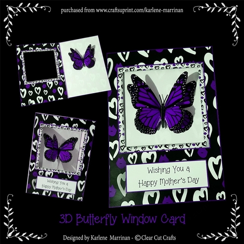 Monarch - Purple 3D Butterfly Window Card