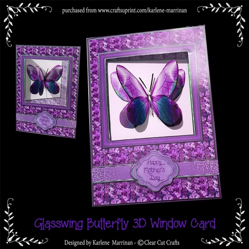 Glasswing - Purple 3D Butterfly Window Card