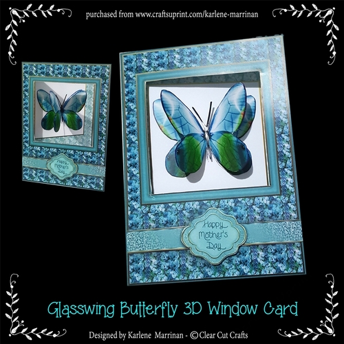 Glasswing - Turquoise 3D Butterfly Window Card