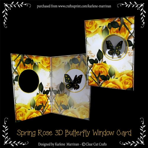 Spring Roses 3D Butterfly Window Card