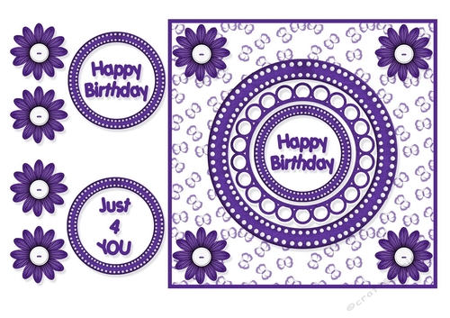 Butterfly background Circle Card Topper - Purple