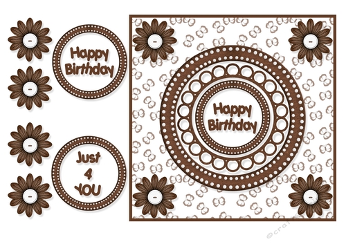 Butterfly background Circle Card Topper - Brown 