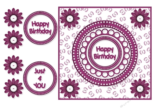 Butterfly background Circle Card Topper - Crimson
