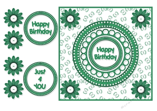 Butterfly background Circle Card Topper - Green