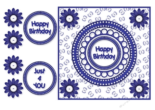 Butterfly background Circle Card Topper - Navy Blue