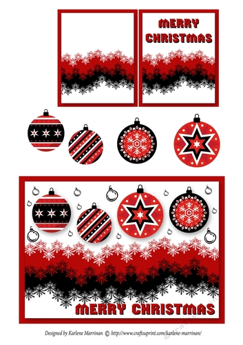 Snowflake Bauble Card Topper - Red