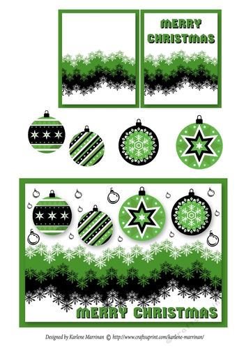 Snowflake Bauble Card Topper - Green