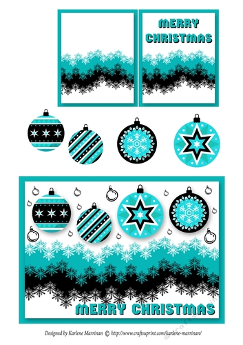 Snowflake Bauble Card Topper - Aqua