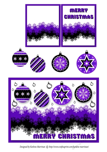 Snowflake Bauble Card Topper - Purple
