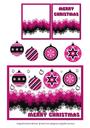 Snowflake Bauble Card Topper - Pink