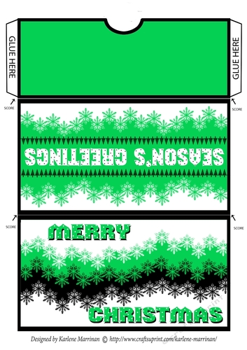 Snowflake Christmas Gift/Money Pocket/Envelope/Wallet - Green