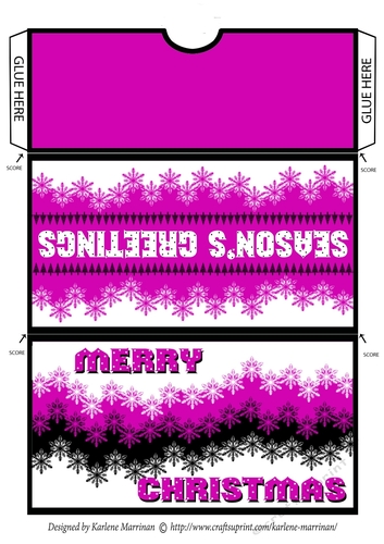 Snowflake Christmas Gift/Money Pocket/Envelope/Wallet - Bright Pink