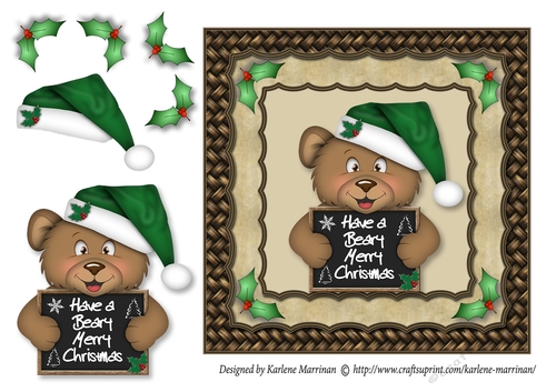 Berry Merry Christmas Bear Card Topper